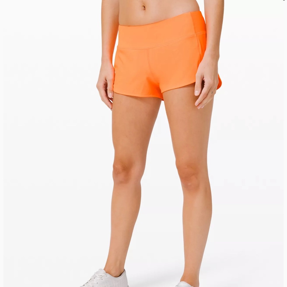 Lululemon Speed Up Low-Rised Lined Short 2.5 in Highlight Orange